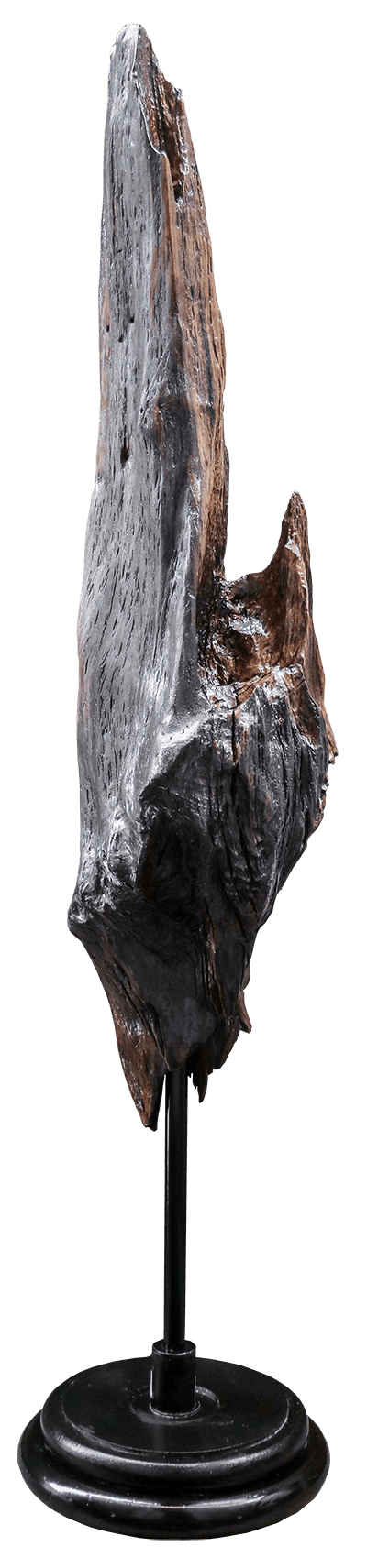 Un doigt en lair, sculpture en bois verni création de Jaym artiste auvergnat