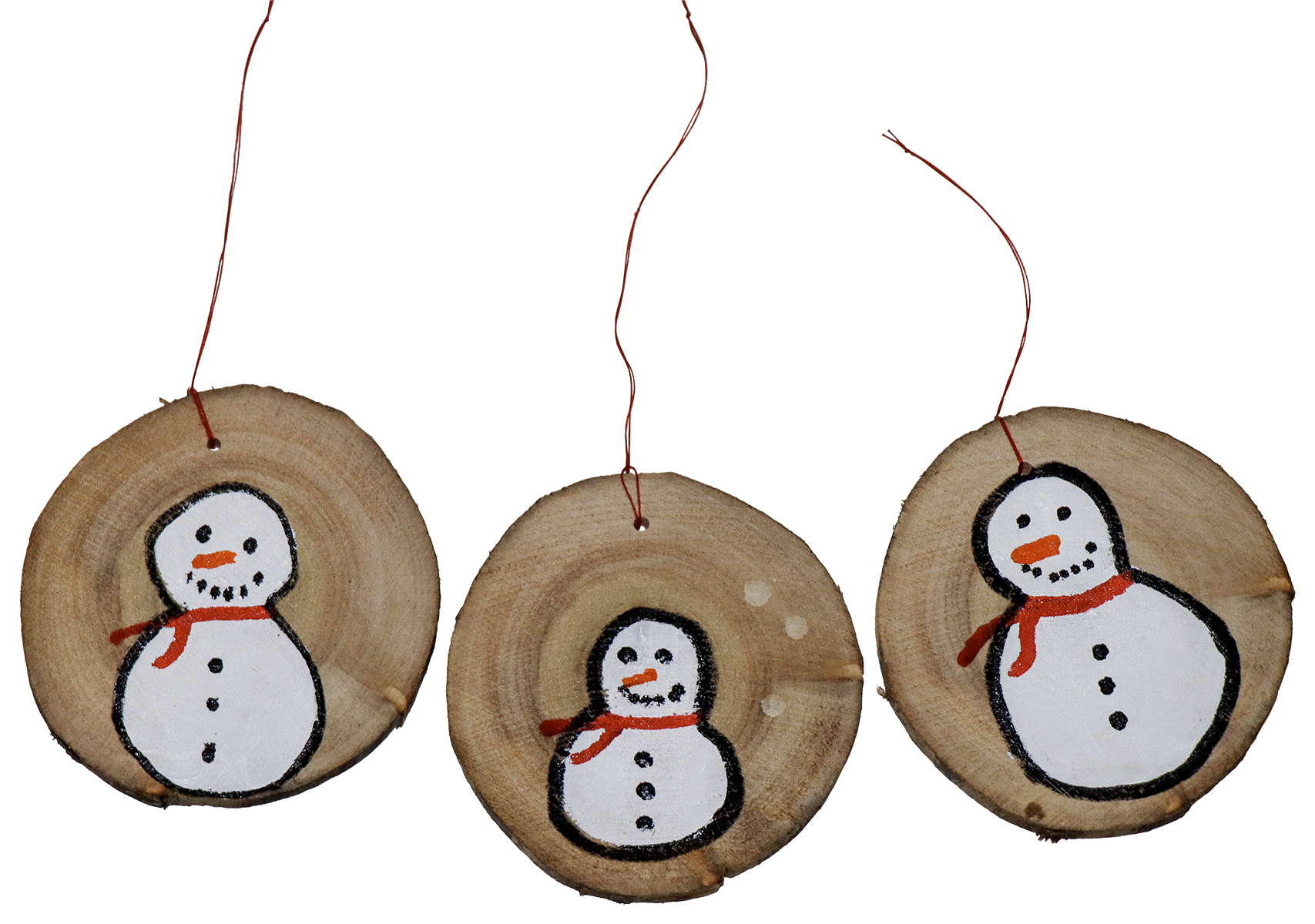 Petite décoration de noël sur rondelle de bois