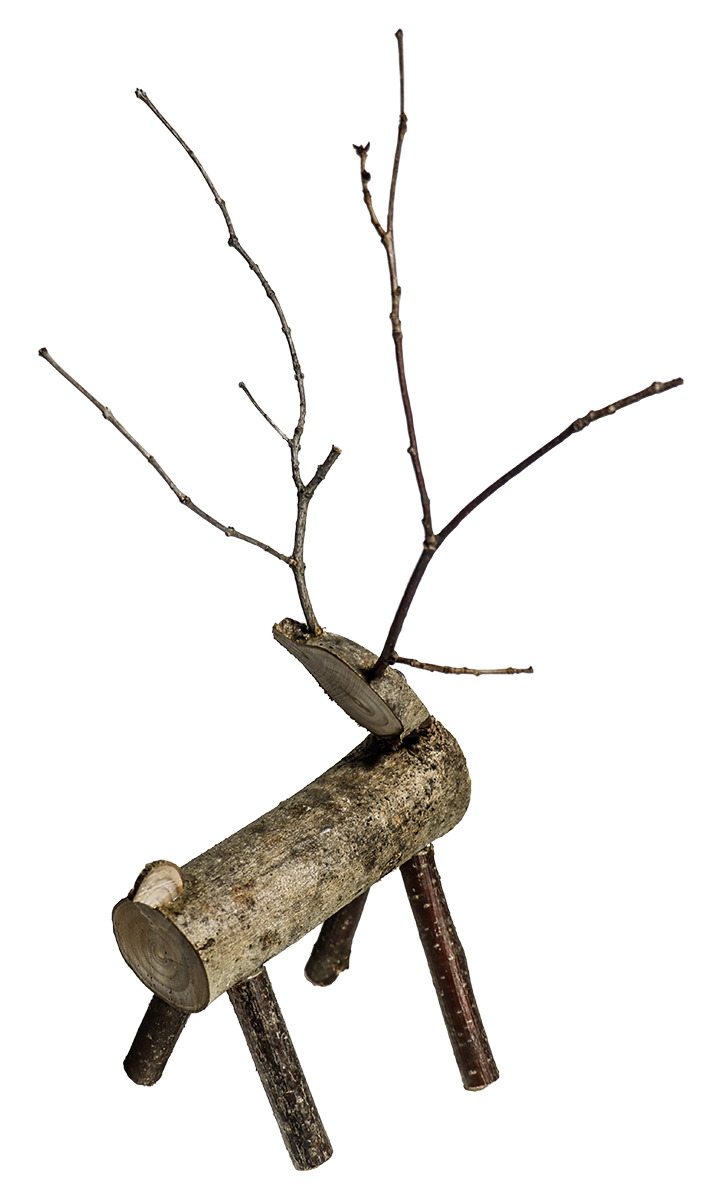 Décoration de Noël rustique, cerf en bois fait main par Jaym.