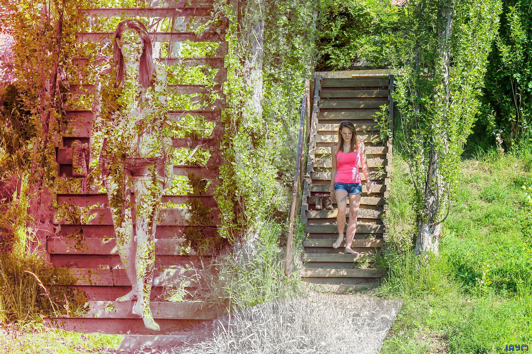 Le reflet d'une femme aux gros seins