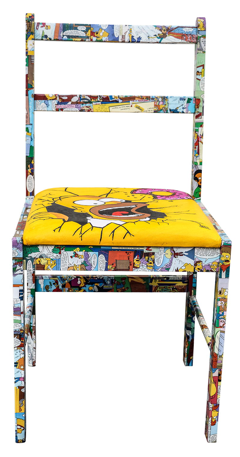 4 pieds, un dos et une assises pour cette chaise simpson, Oeuvre signé JAYM, modèle unique
