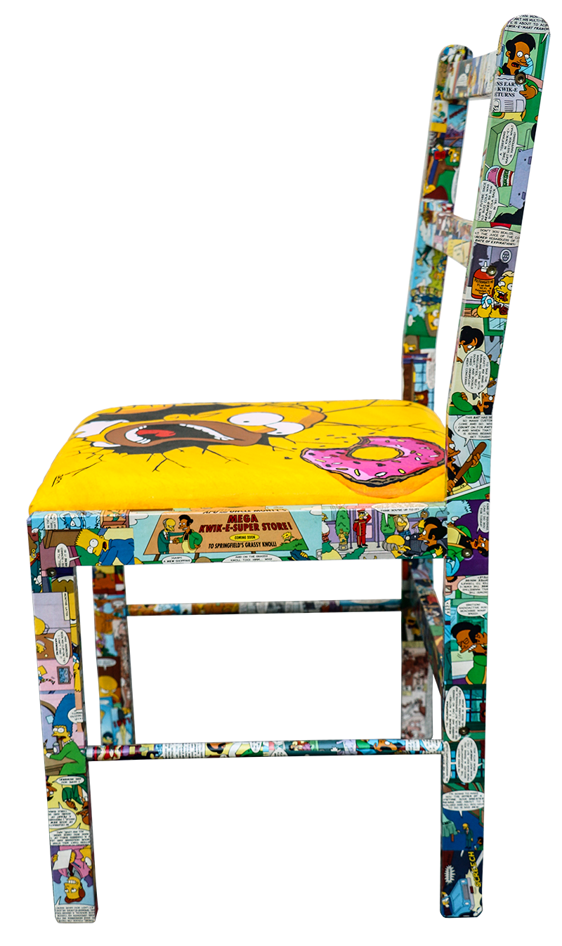 Objet atypique, une chaise comme support artistique, signé JAYM, artiste plasticien du 63.