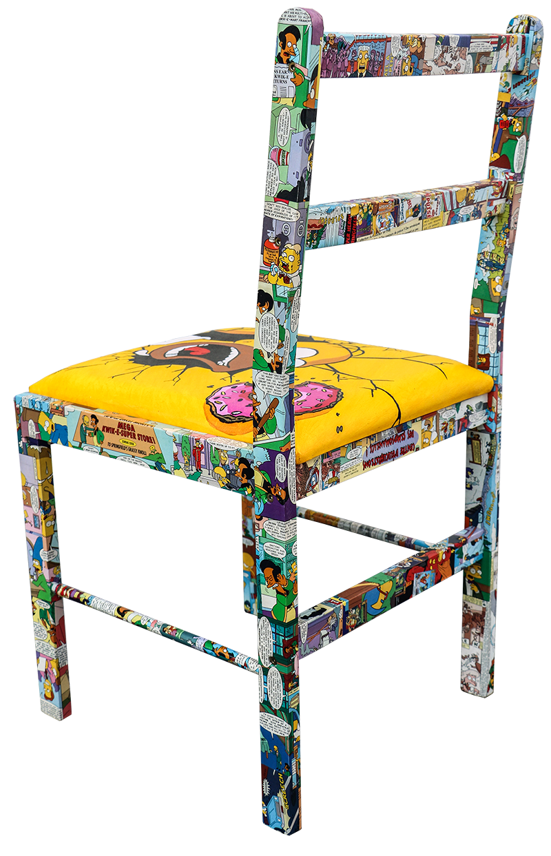 Oeuvre protégé sur le thème de la série les Simpson de matt groening, acrylique sur tissus et marouflage de bulle BD, signé JAYM