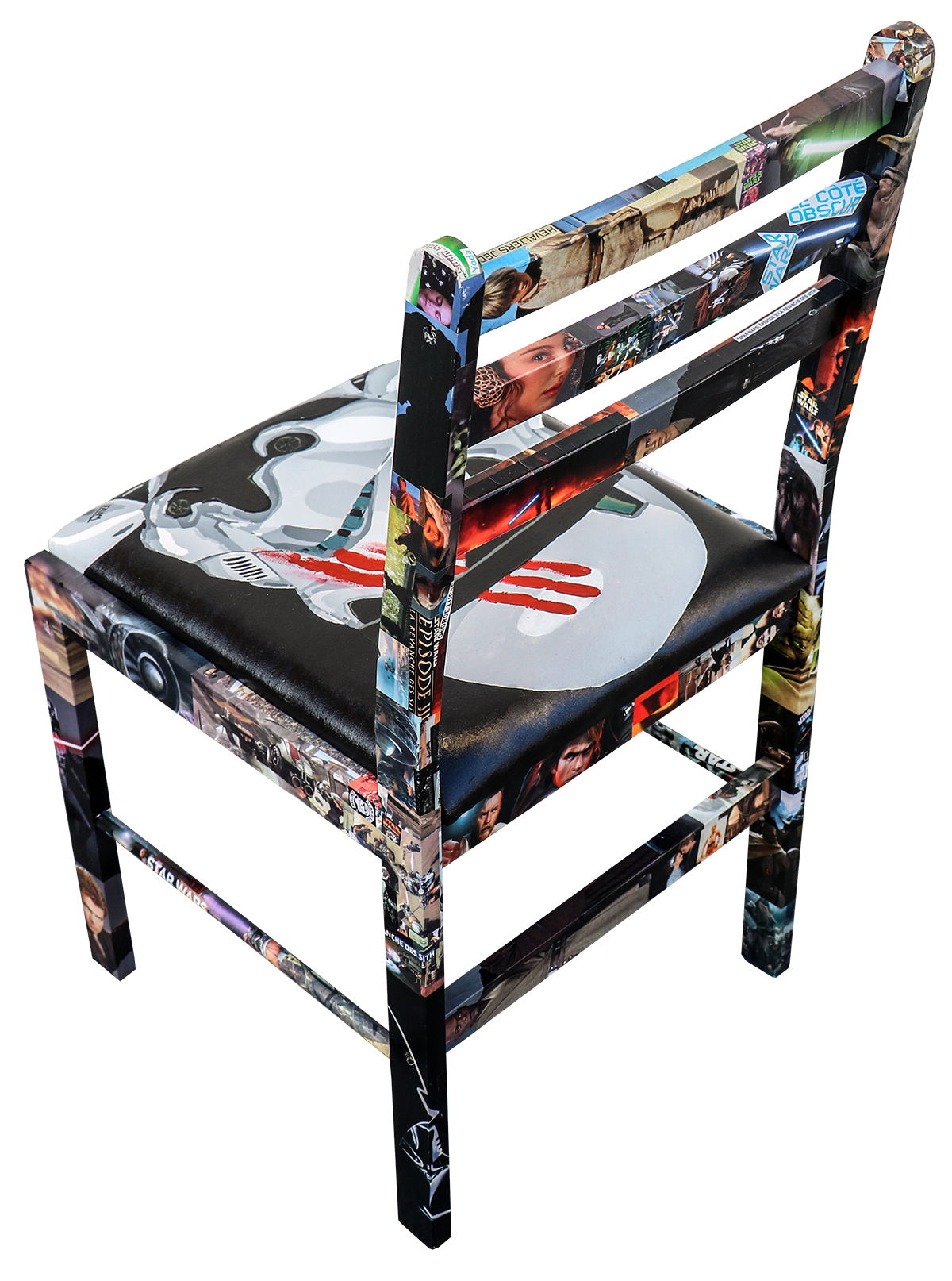 Chaise de décoration sr le thème de Star Wars, oeuvre d'art peinte à la main de l'artiste JAYM, unique, original et signé !