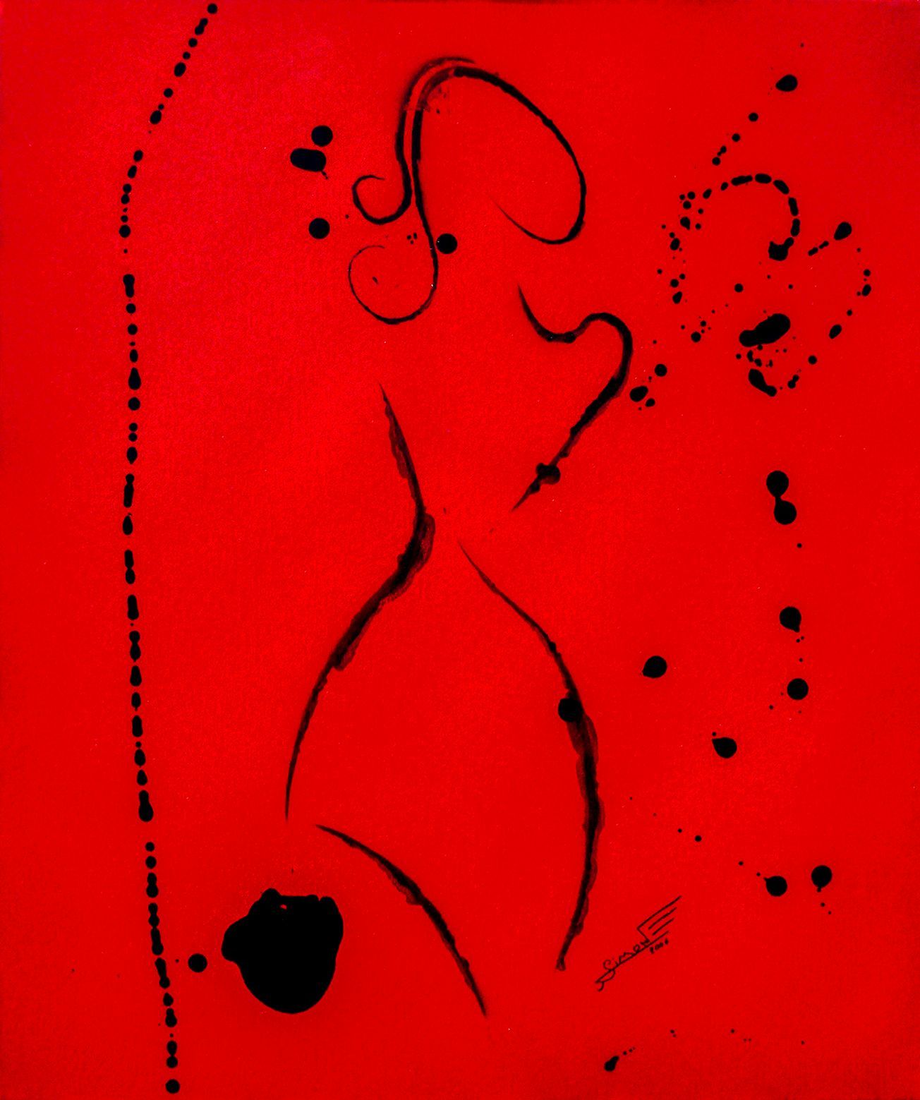 Cette silhouette de femme est peintre avec une peinture carrosserie.