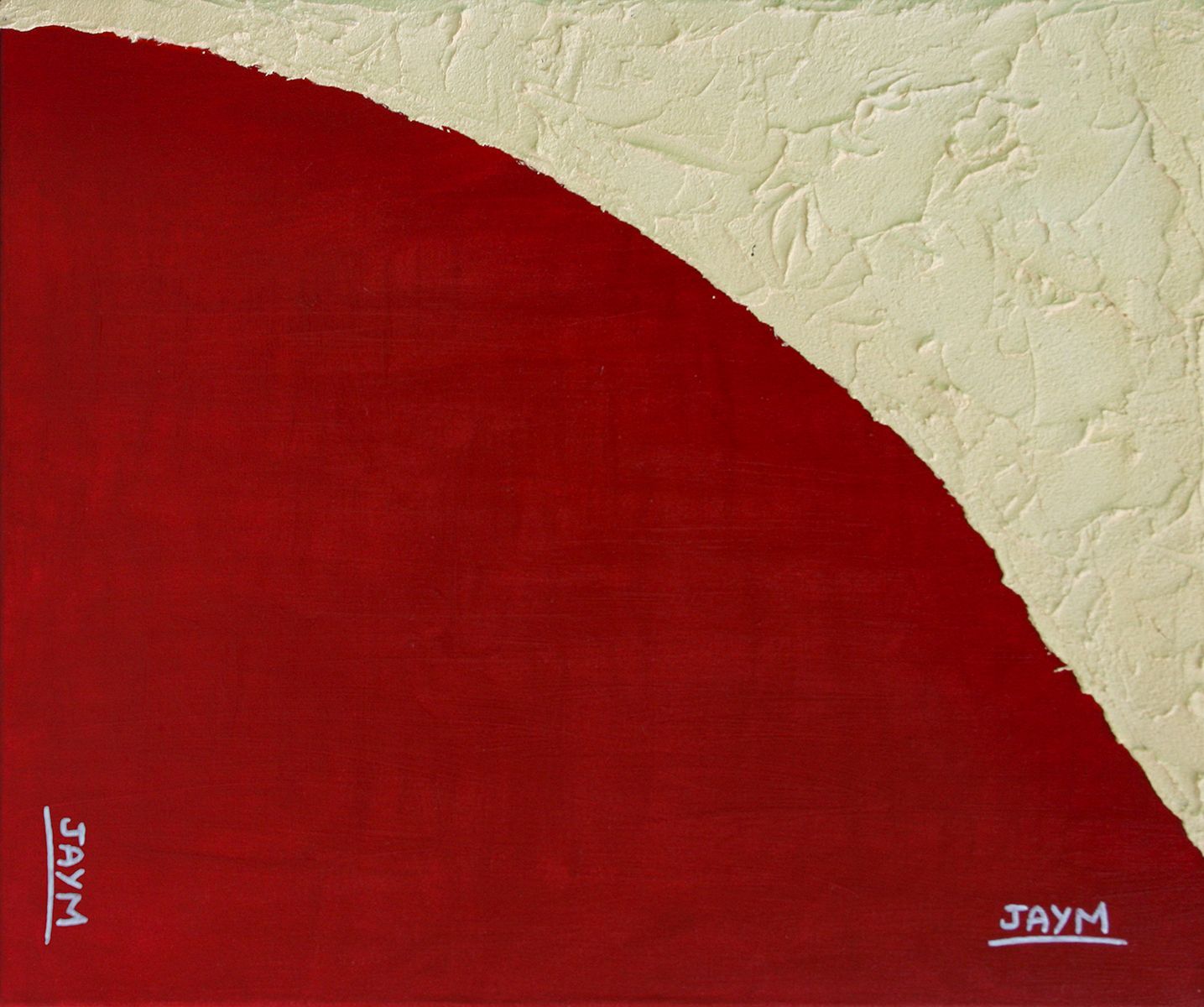 3ème toile et signature du triptyque abstrait, texture et originalité.