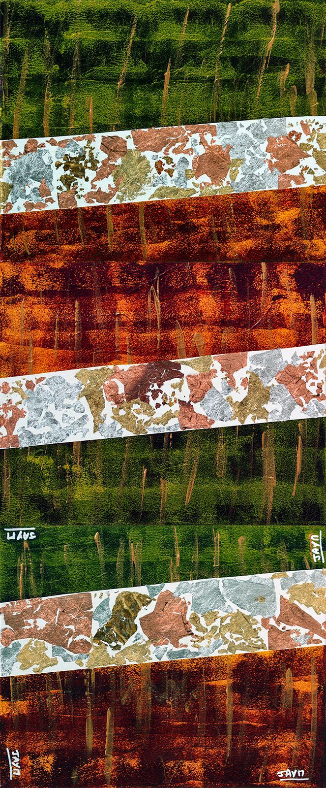 Les 3 tableaux à l'horizontal pour une composition vertical.