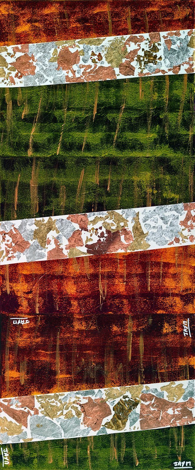 Alternance de bandes de couleurs, montage à la vertical, assemblage illimitée selon les envies !