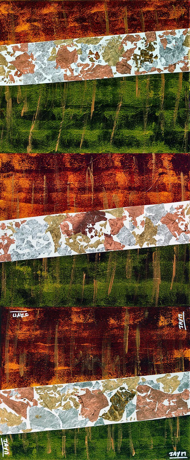 Orange, blanc, vert. Or, cuivre, argent. version 1.