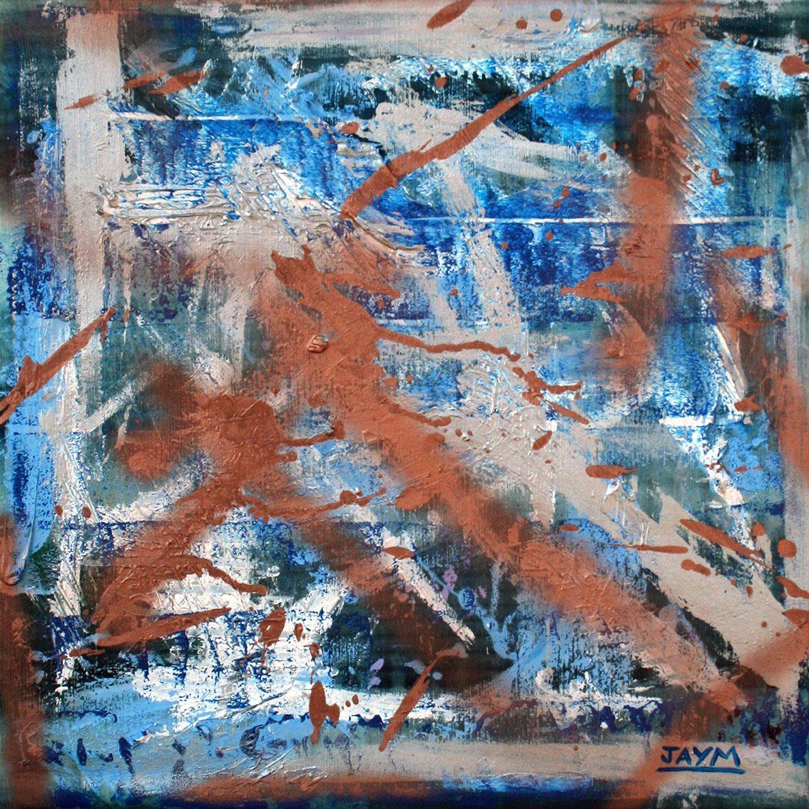 Tissus de netoyage offset monté sur cadre bois, oeuvre signé par le plasticien JAYM.