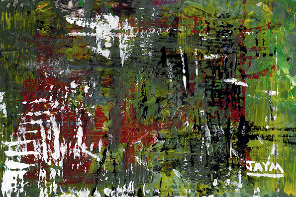 Acrylique sur la nature et ses saignements, un rappel au mal que le monde fait à notreplanète. Signé JAYM