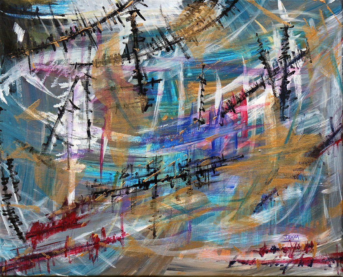 Peinture acrylique technique abstrait signé de l'artiste du puy-de-dôme Jaym.