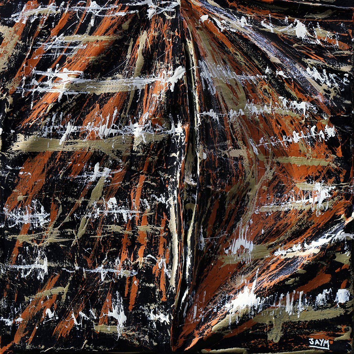 Toile de coton déformée et montée sur un chassis, création de l'artiste Jaym résidant à Durtol dans le 63.