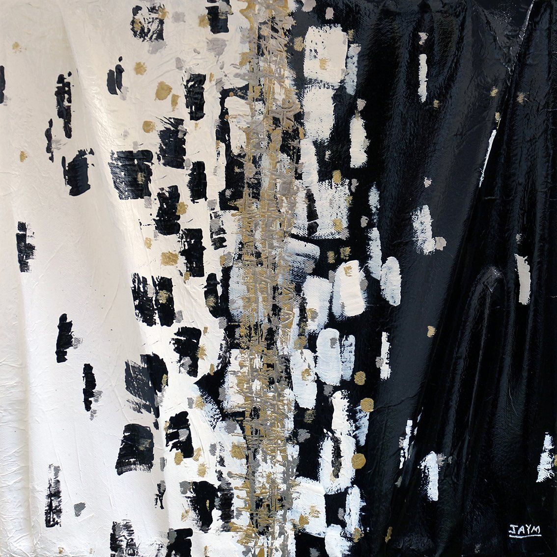 Toile de coton plié, déformé et monté sur un chassis bois, peins par l'artiste clermontois Jonathan SIMON de Séverac dit JAYM.