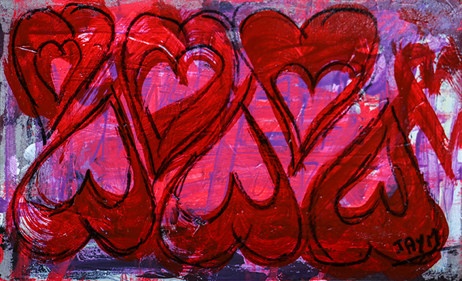 Petite peinture acrylique vernis sur support carton, vendue signée, avec son certificat d'authenticité, oeuvre de l'artiste plasticien JAYM.