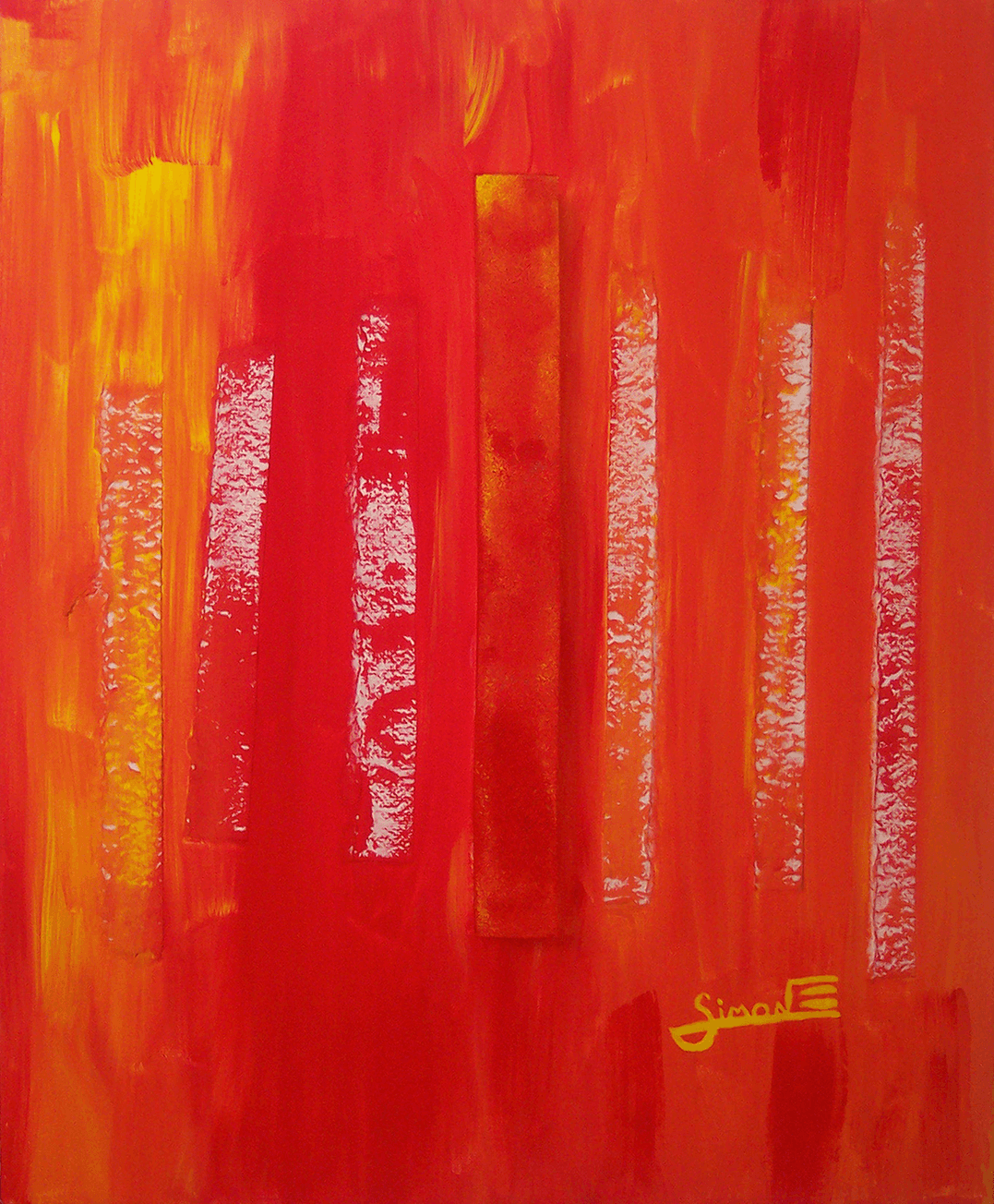 toile abstraite et mousse