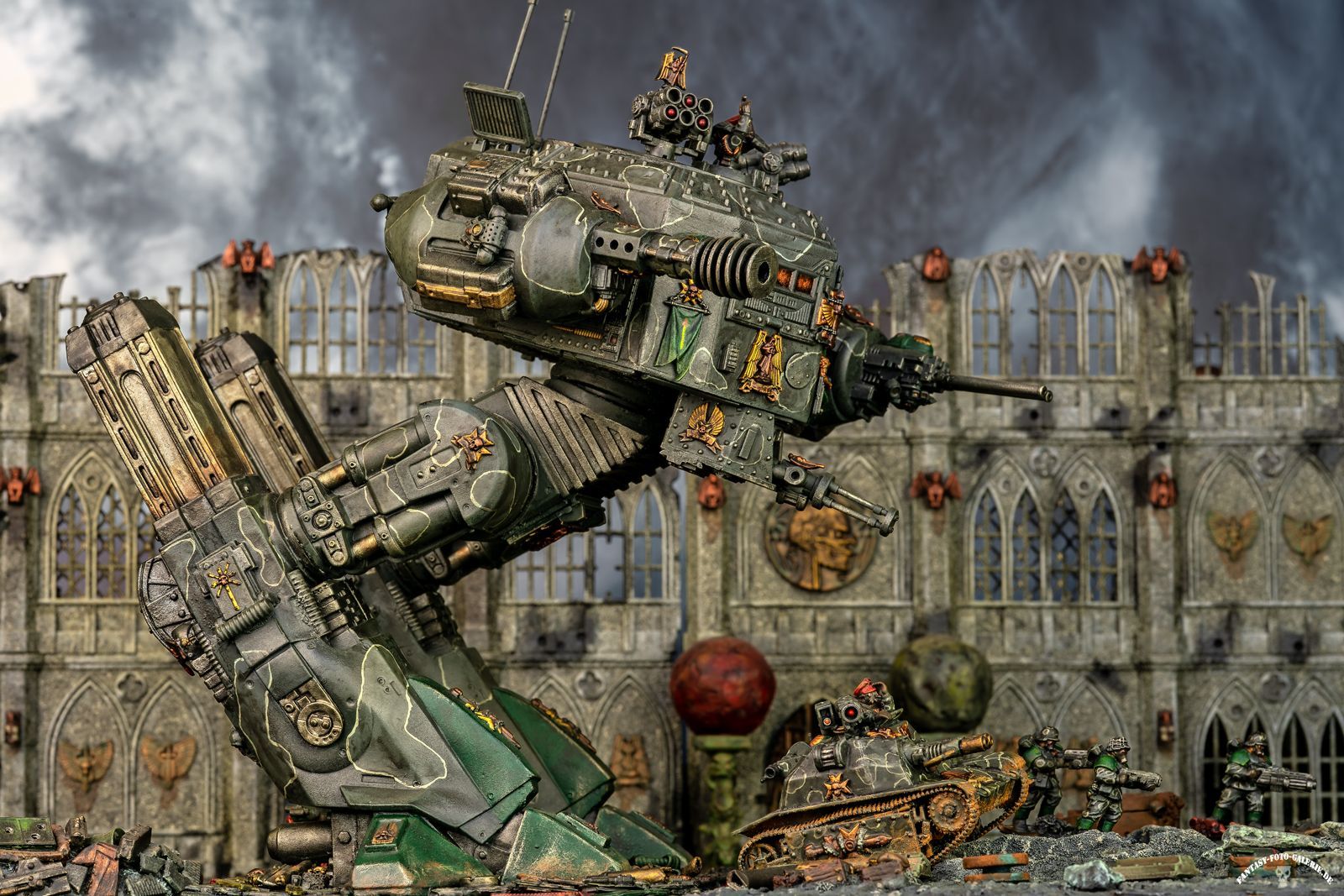 kitbash battle titan in front of a building