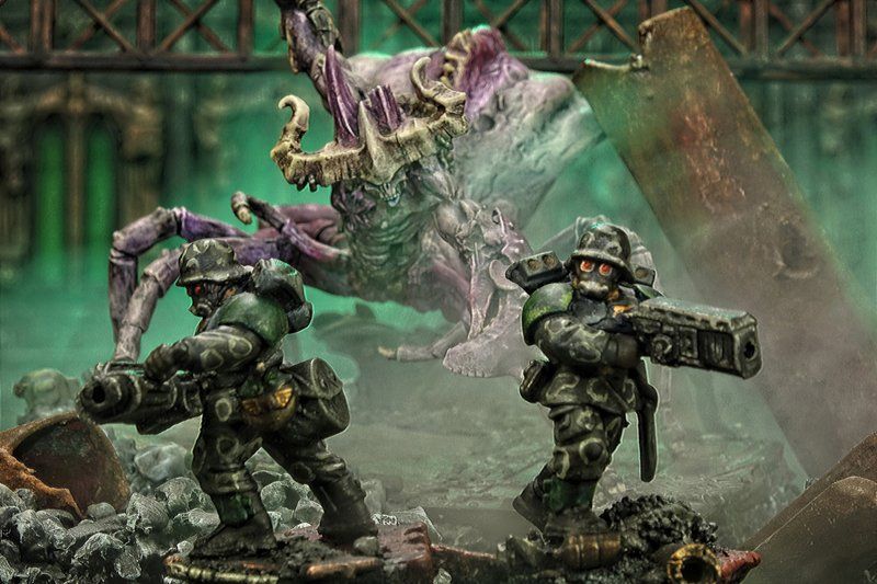 Science Fiction Bild feuerkampf mit daemon