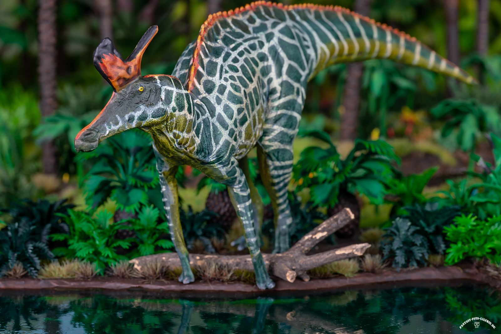 diorama mit einem Lambeosaurus dinosaurier