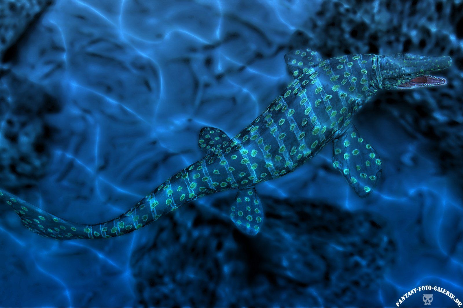 urzeitdiorama mit einem Mosasaurus