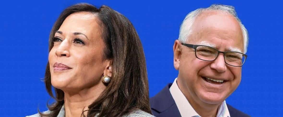 Democratic candidates Kamala Harris for pres and Tim Walz for vp. Photo: Md. Dem Party