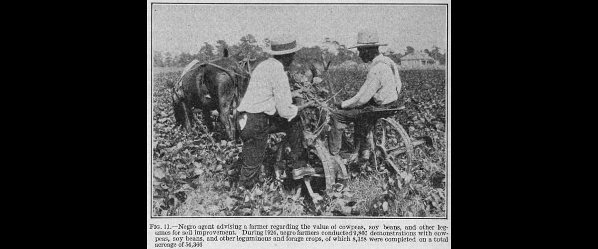 Black agent advises farmer on soil restoration, 1926. Photo: Public Domain Collection