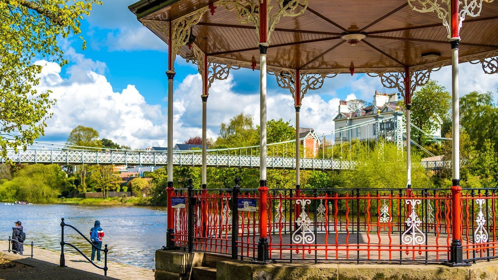 victorian bandstand next to the river dee