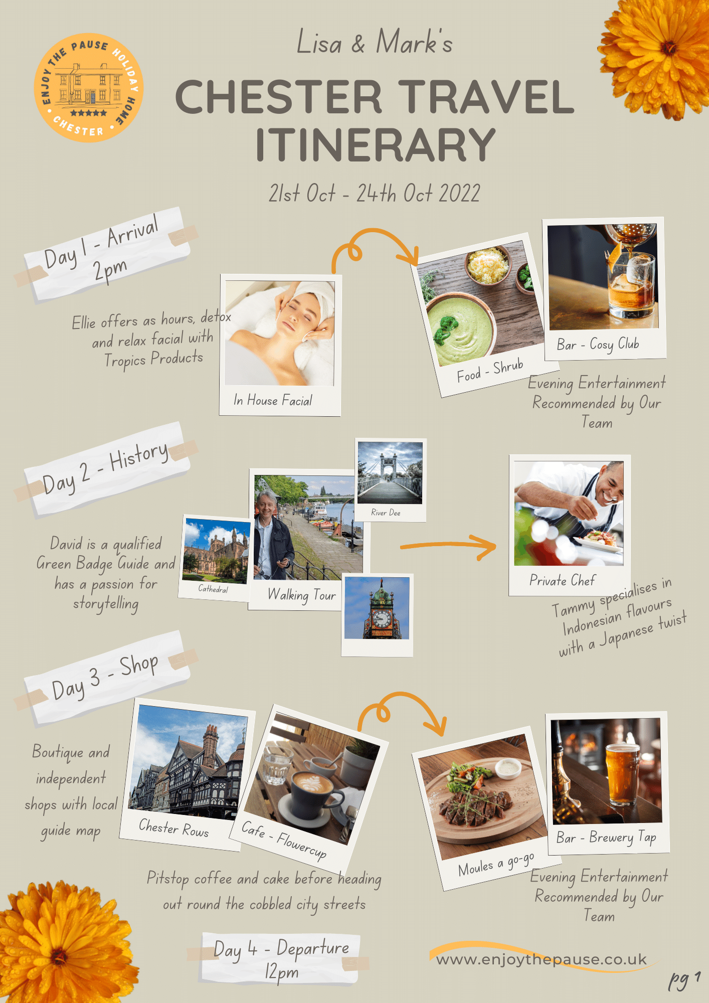 couples chester Itinerary