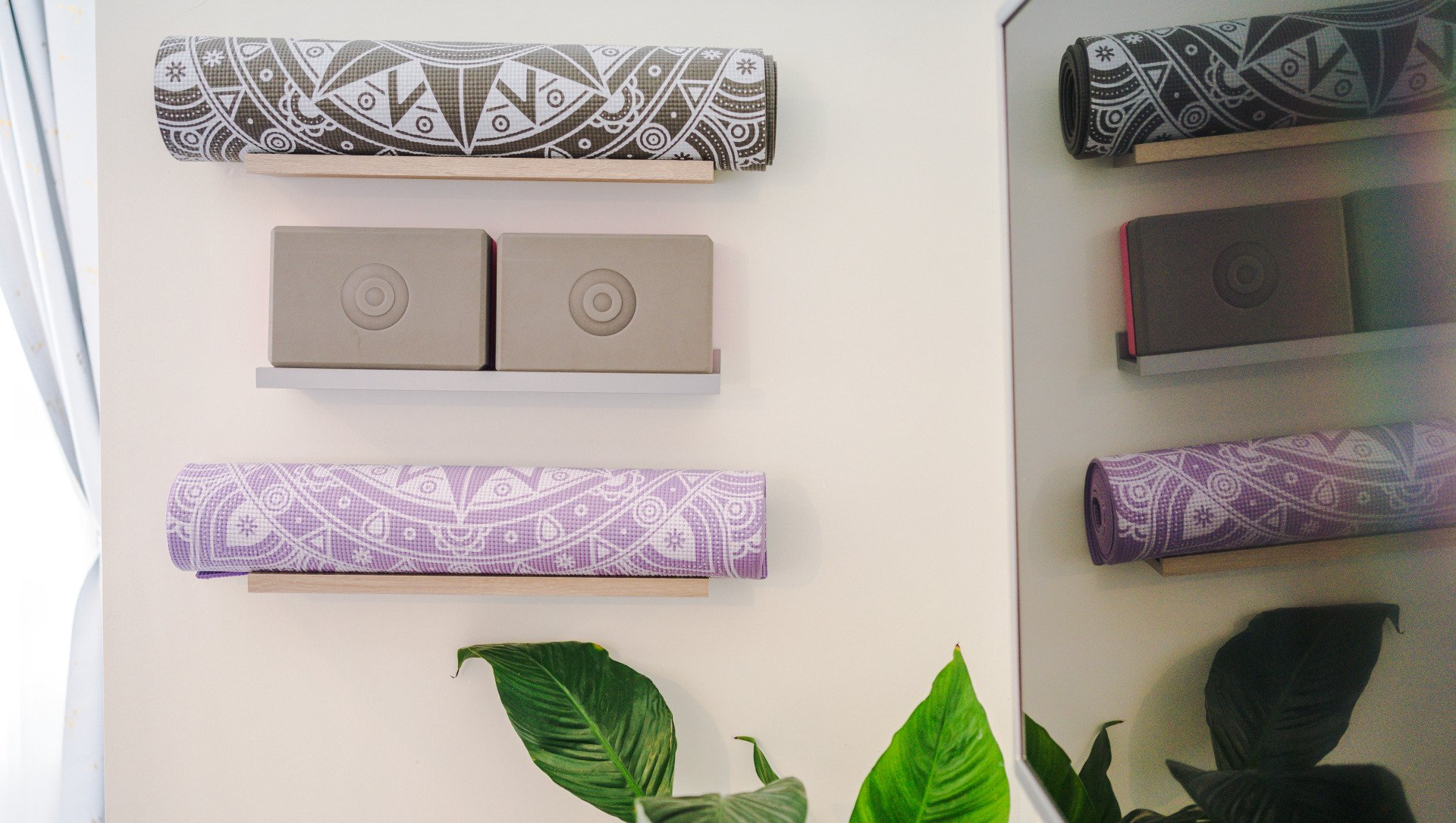 yoga mats and blocks