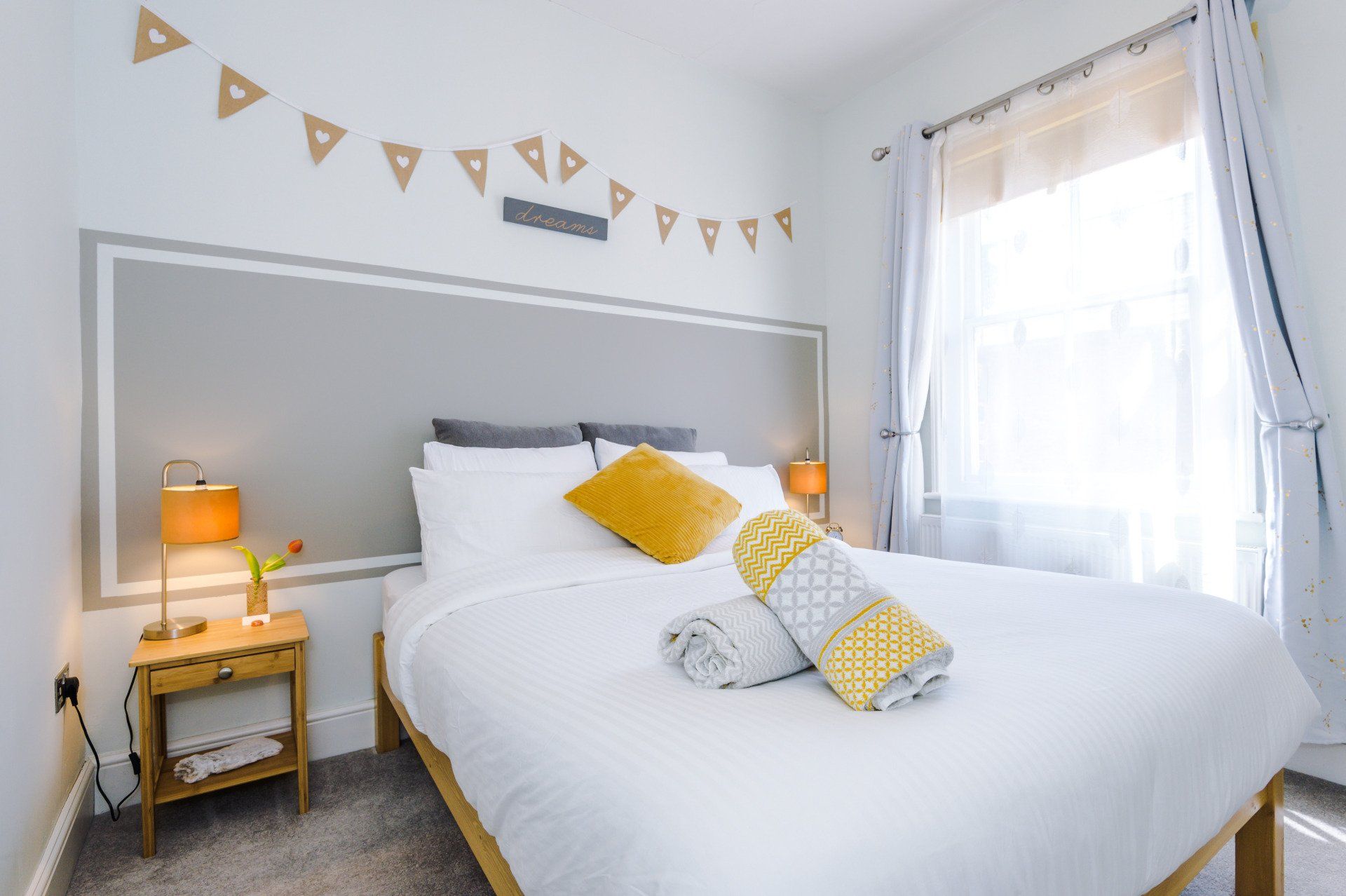 king bed in main bedroom