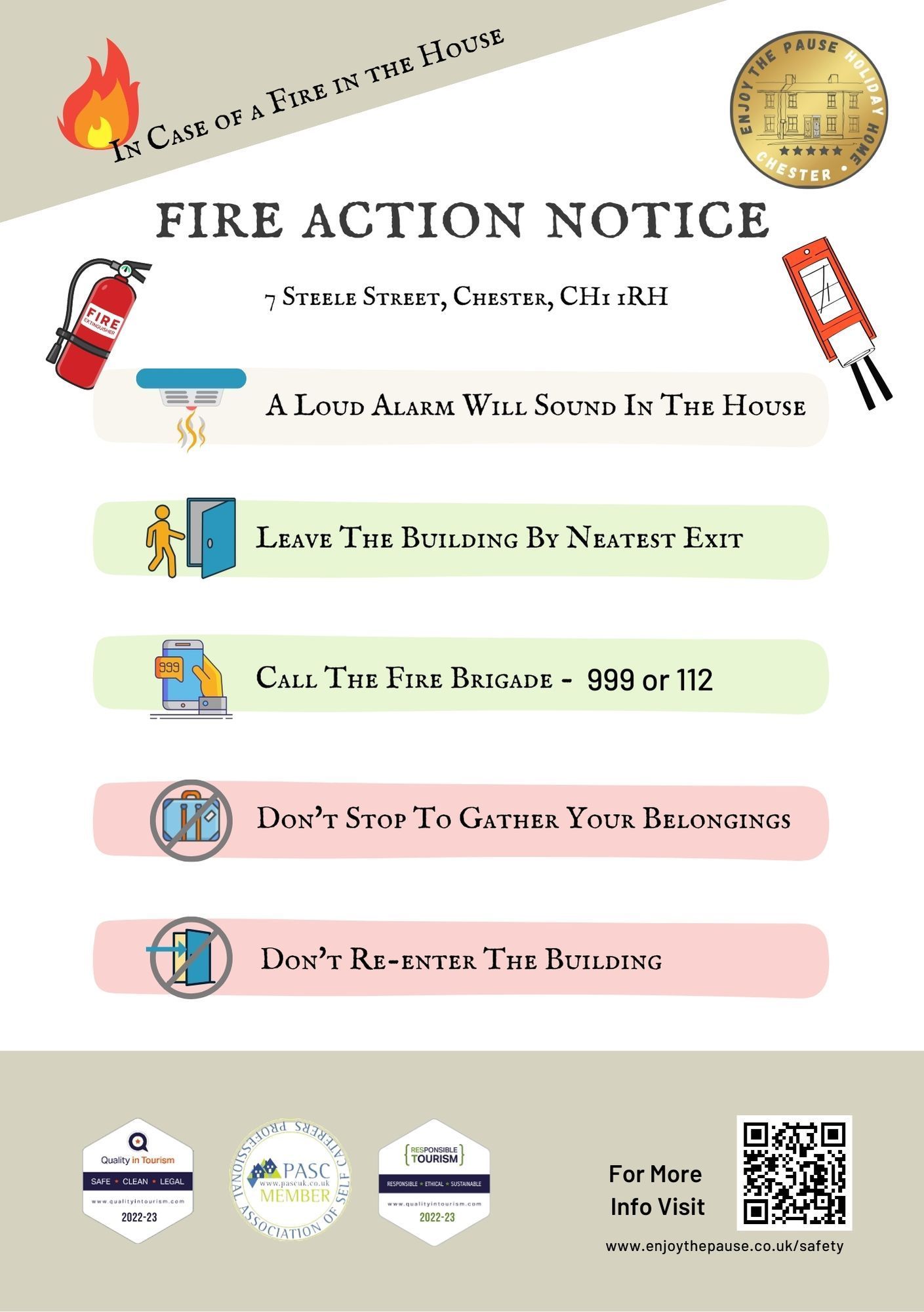 fire safety posted for the house