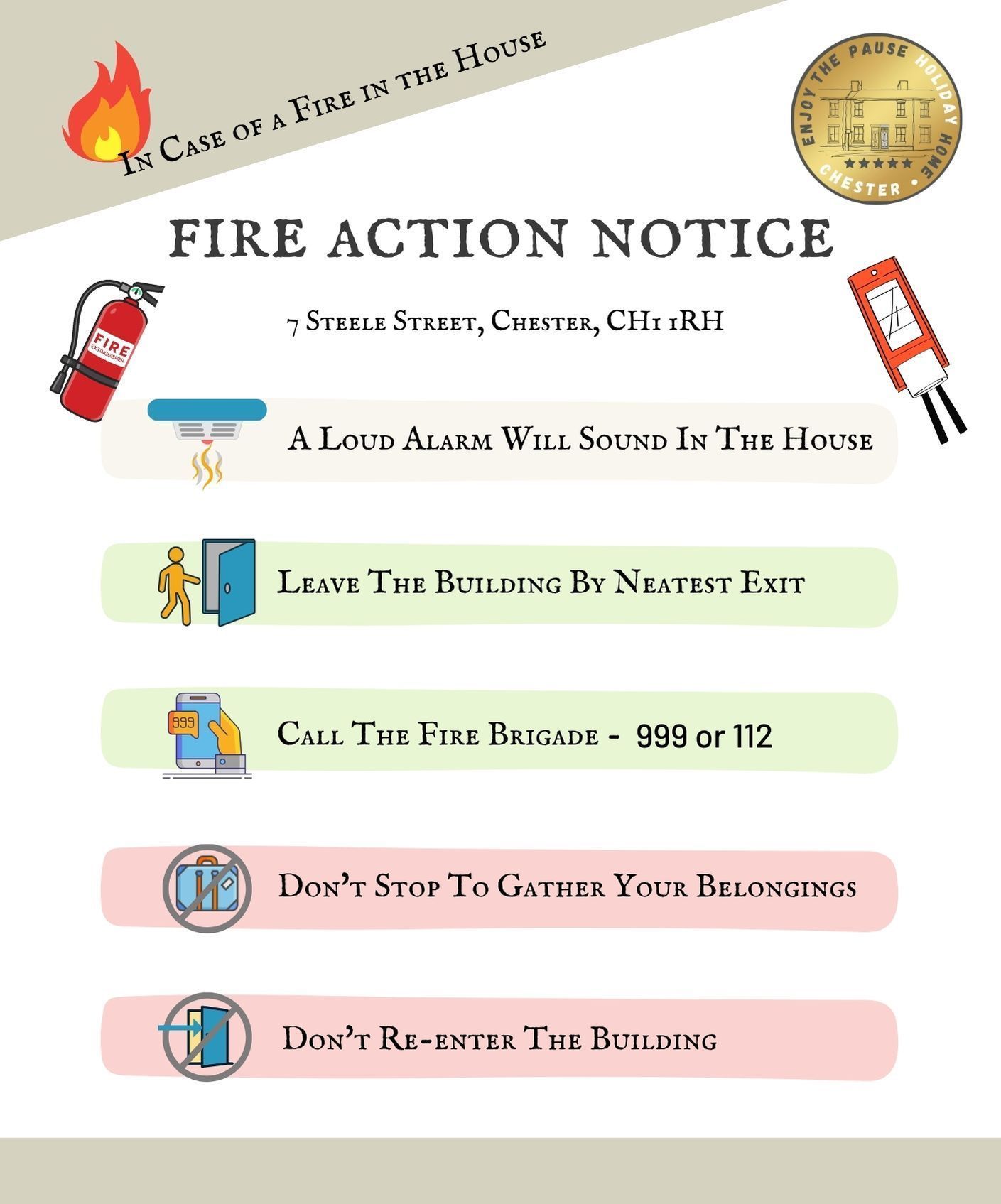 fire safety house poster with what to do and who to call