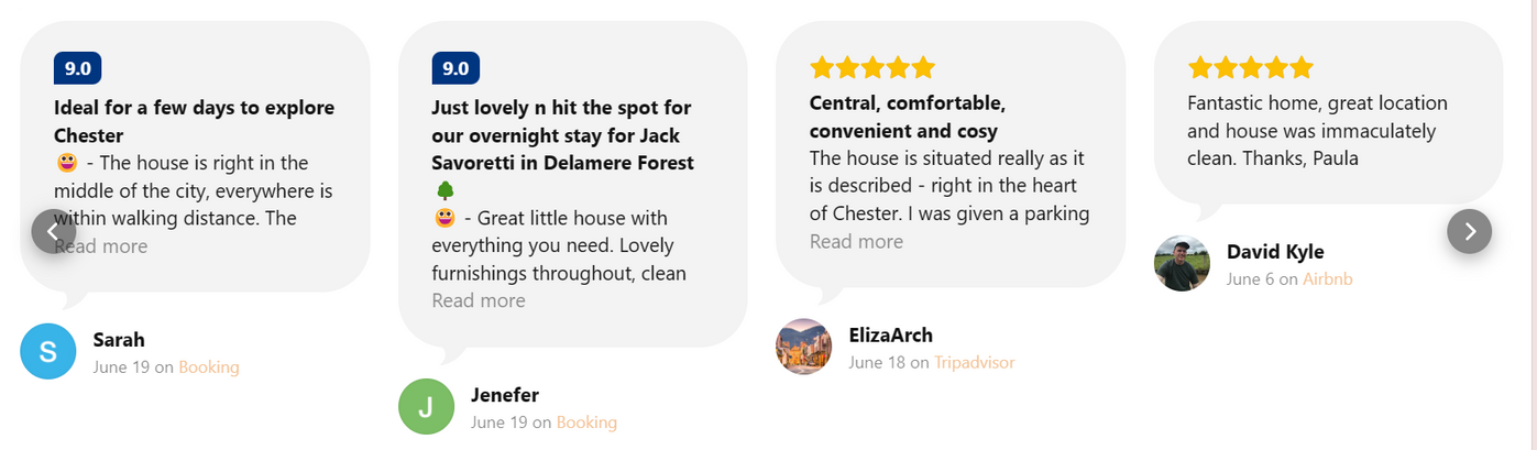 guest reviews from airbnb and trip advisor