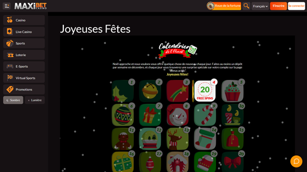 Promotion : en décembre plein de surprises sur Maxibet Casino.