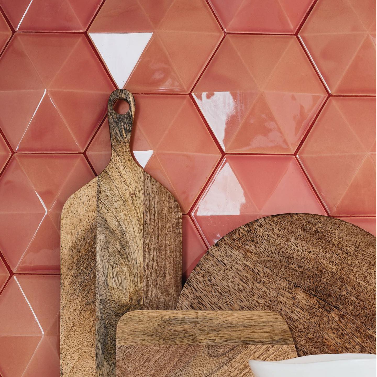 Handgemacht Fliesen Lachsfarben Sechseck Relief