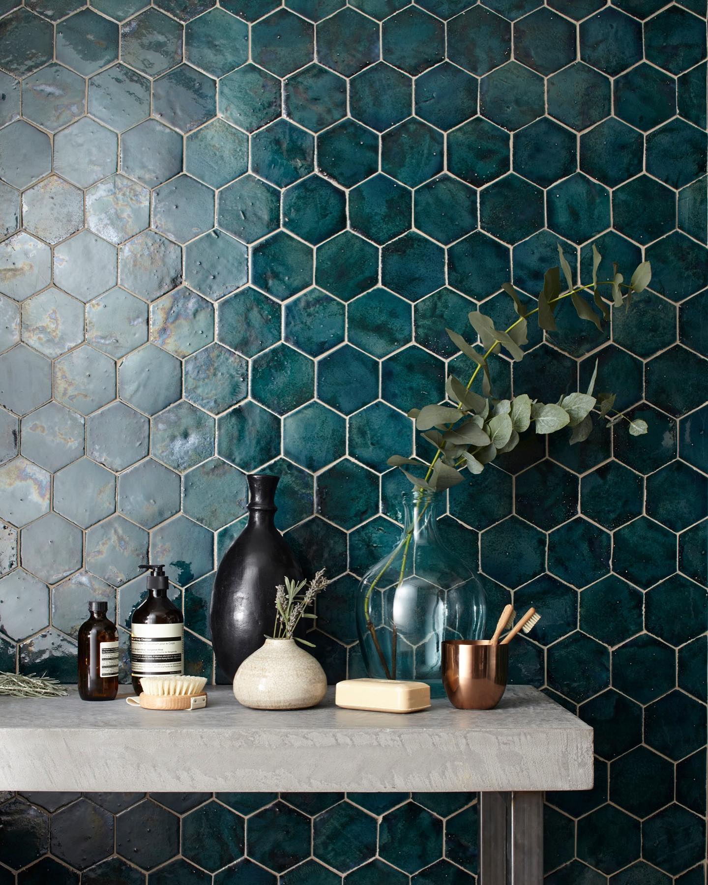 wandfliesen sechseck handgemacht smaragd grün