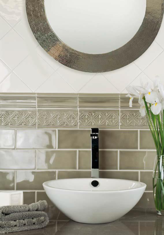 Metrofliesen Victorian Tiles Eucalyptus Grün mit Bordüre und Relieffliese