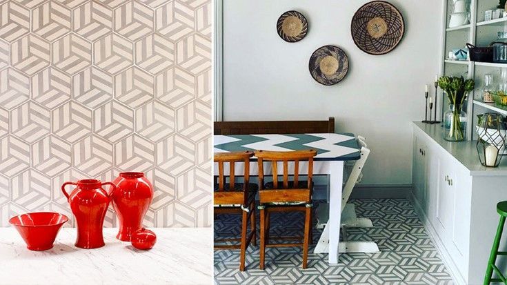 Zementfliesen Grau Weiß Muster Sechseckfliese Pophamdesign