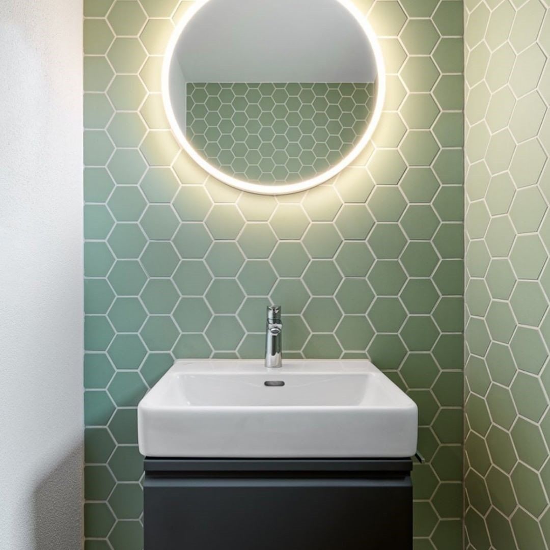 Wandfliesen Winckelmans Baukeramik Sechseck Grün Hexagon