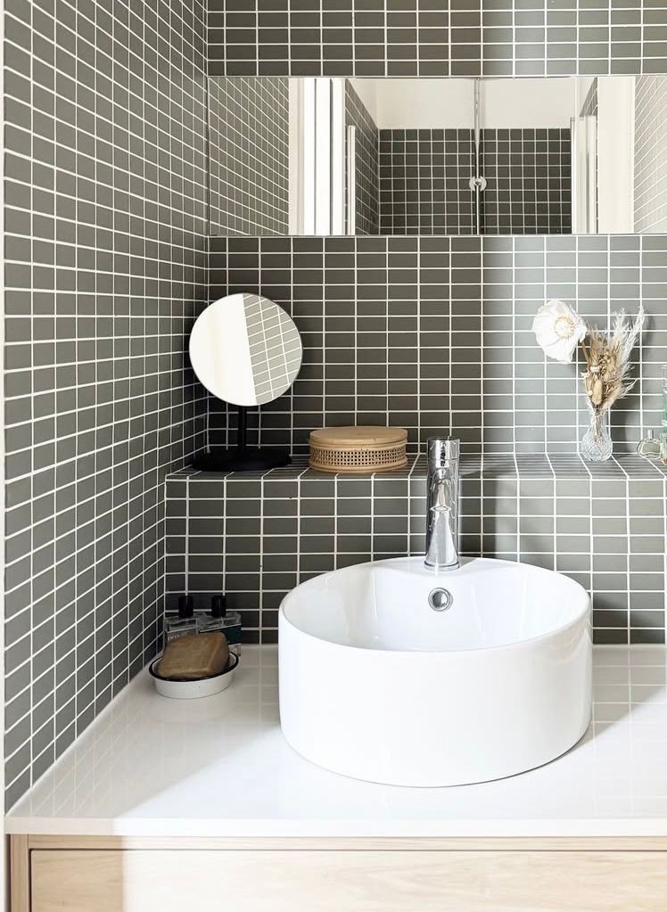 Mosaik Winckelmans Badezimmer Waschbecken verlegt