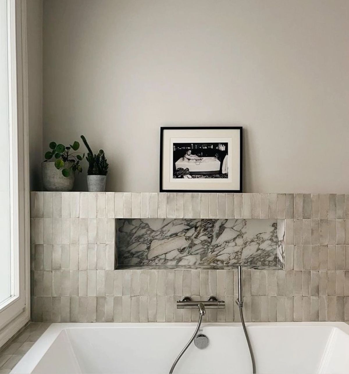 Zellige Bejmat handgemacht Fliesen Badewanne Badezimmer Marmor