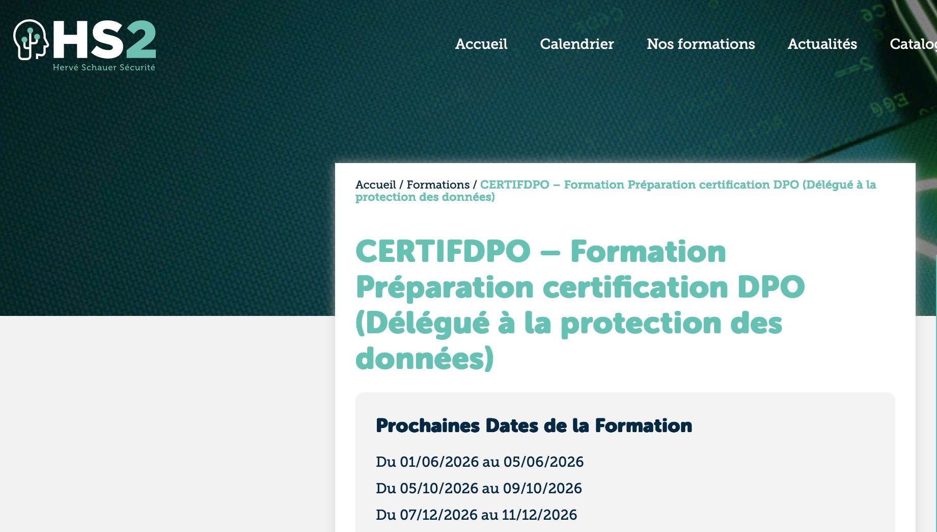 Formation de certification du DPO (certification AFNOR/CNIL) - HS2