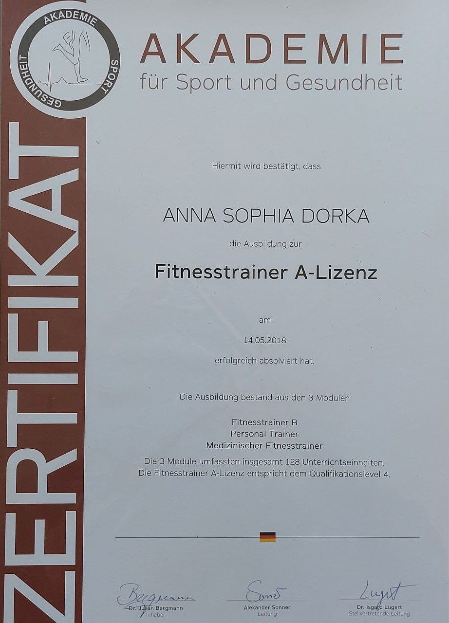 Fitnesstrainer A Lizenz (ZH und TG)