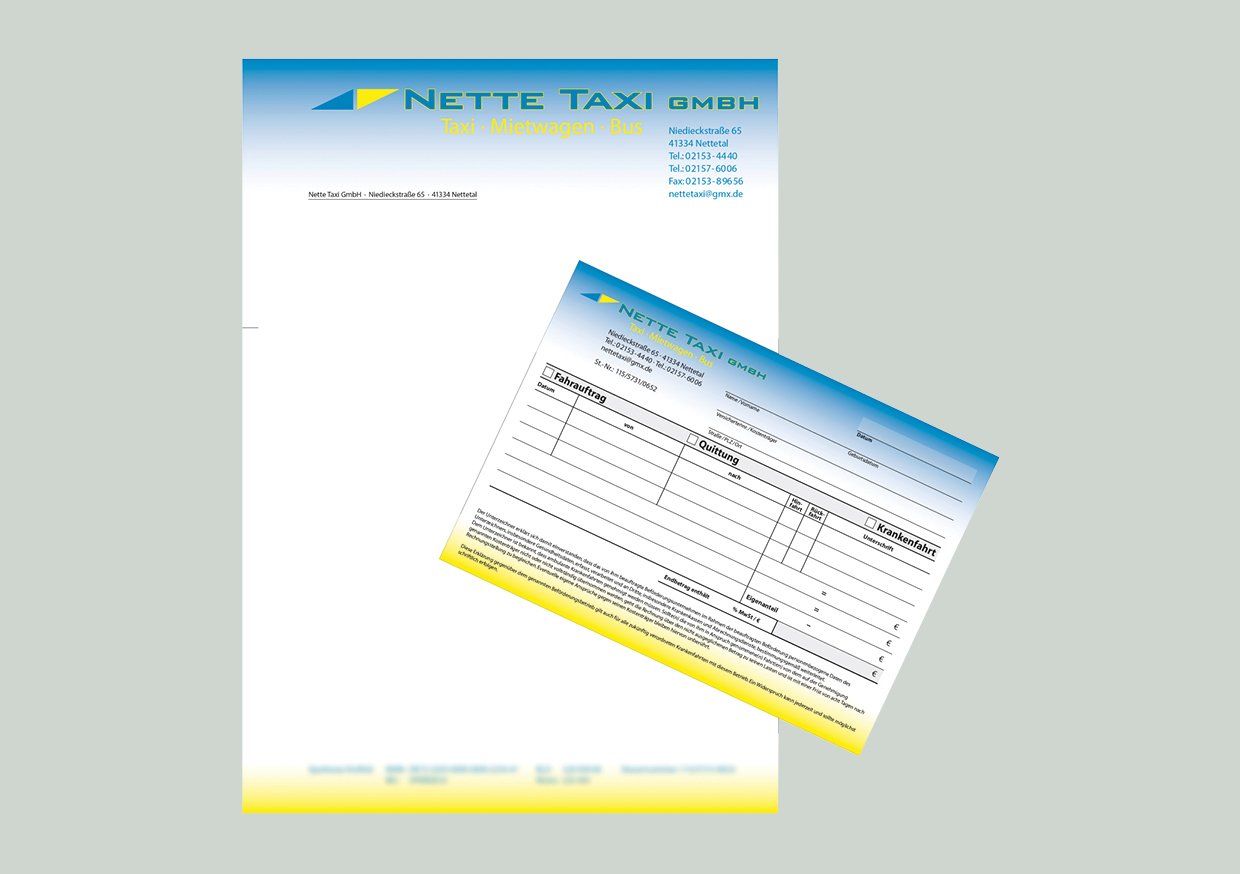 Artist Werbung - Nettetaxi Briefpapier und Visitenkarten