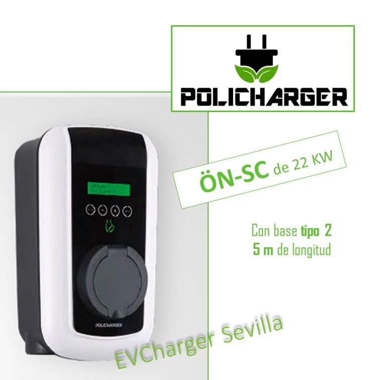 cargador Policharger coche eléctrico trifásico tipo 2 con cable de 5 m cargador Policharger coche eléctrico trifásico con base tipo 2 tipo 2