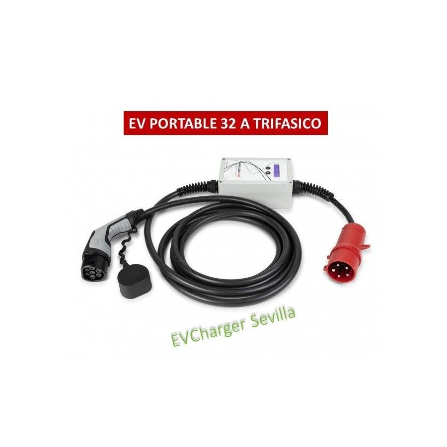 Cargador portátil V2C 22 Kw 32A, tipo 2 hembra a Ceta macho, potencia regulable (32A)