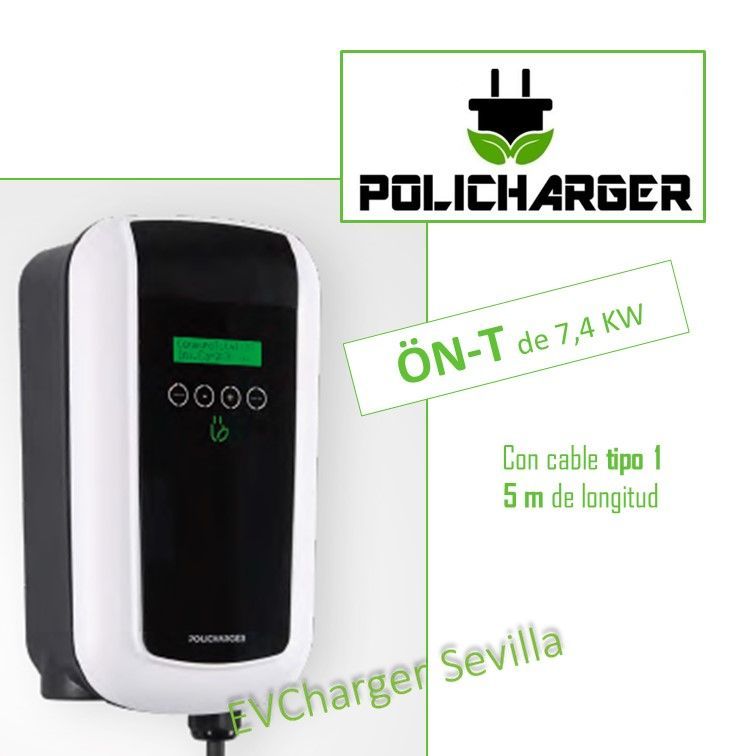 cargador Policharger coche eléctrico trifásico tipo 2 con cable de 5 m cargador Policharger coche eléctrico monofásico tipo 1 con cable de 5 m