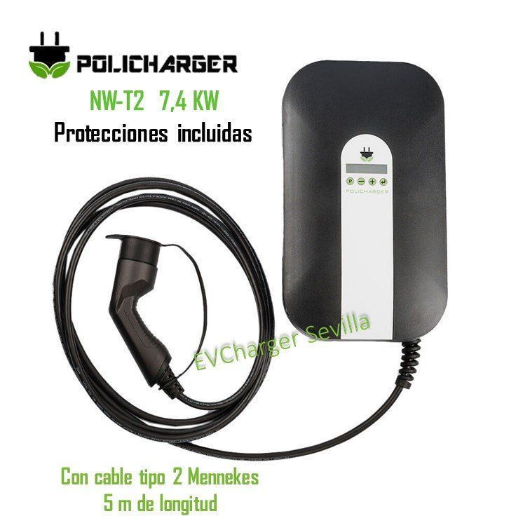 oferta de cargadores vehículos eléctricos con protecciones en su interior cargadores Policharger NW t2 con protecciones incluidas