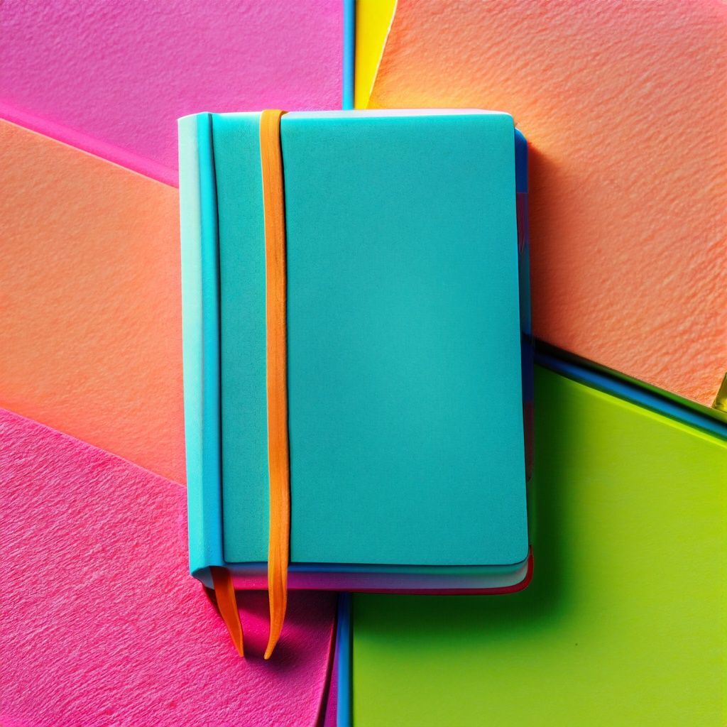 graphic representation of a turquoise notebook
