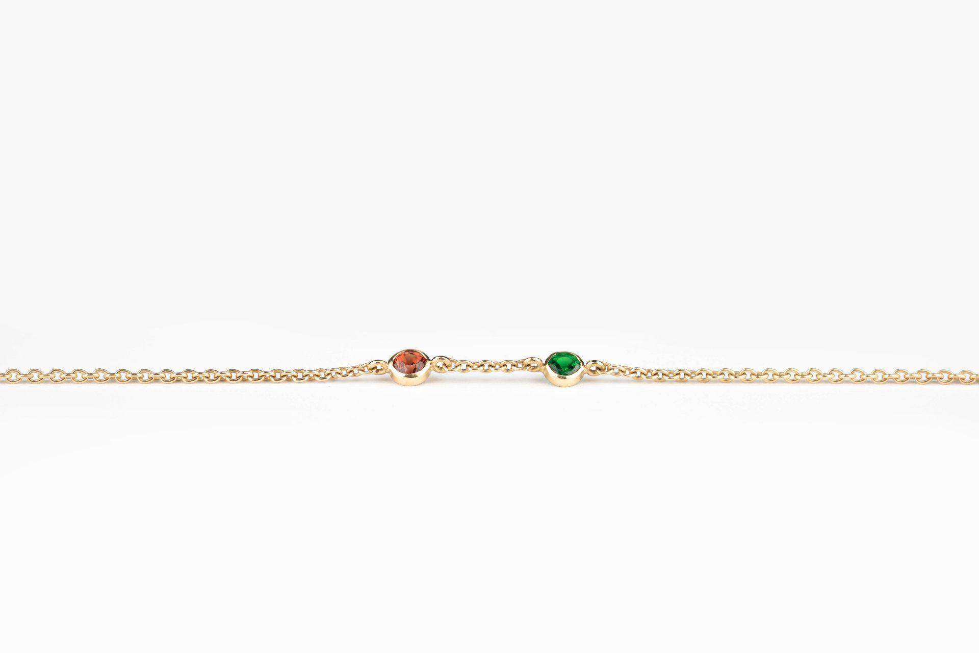 Armband, 750 Rosegold, Safir, Tsavorith, Goldschmiede München